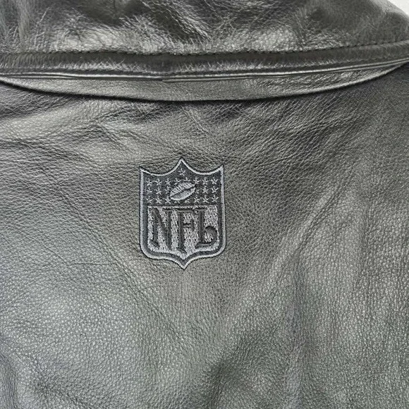 VTG Reebok NFL Indianapolis Colts On Field Leather Jacket Mens L Black Full Zip - Picture 5 of 9
